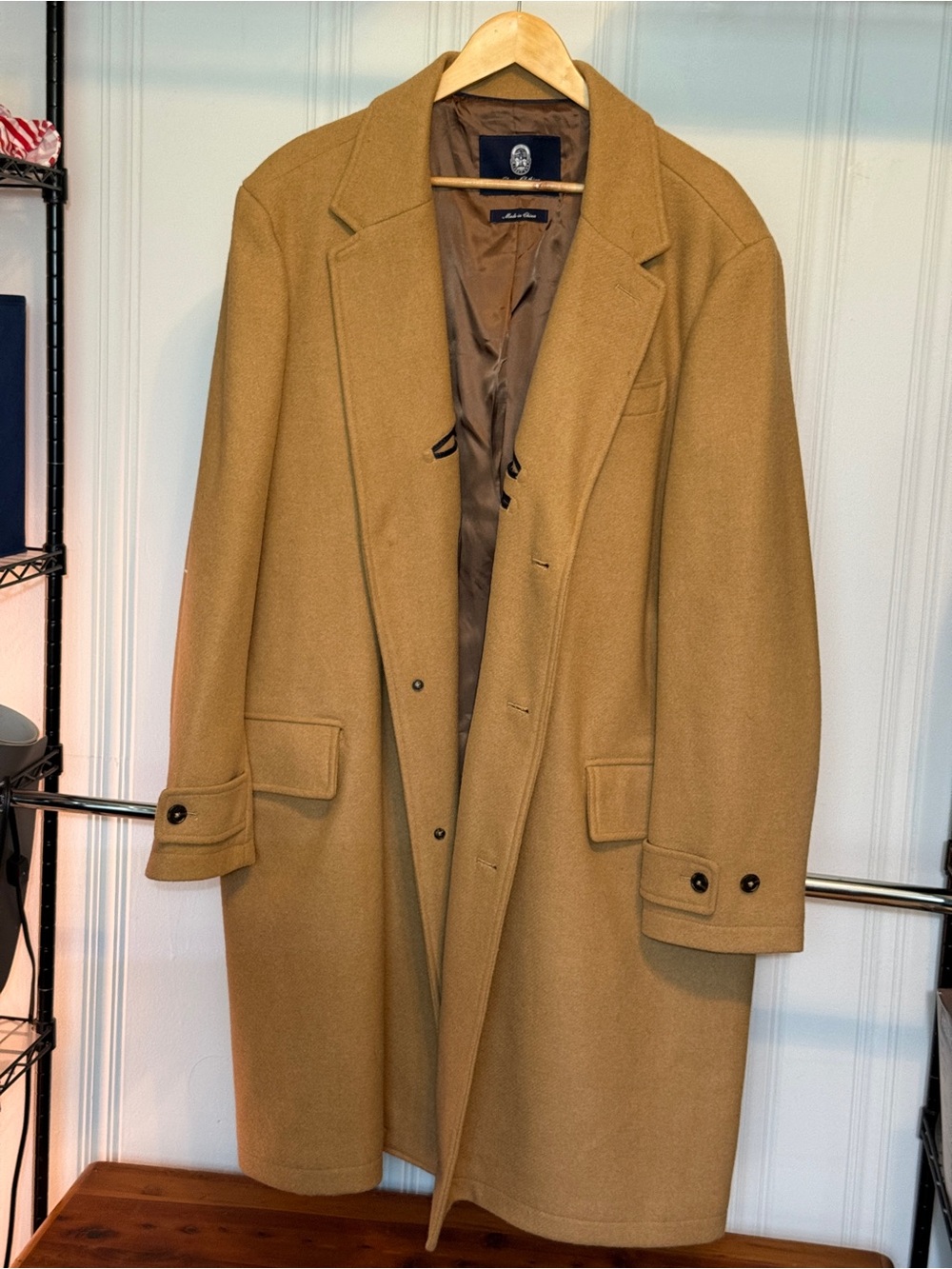 Lands' End Camel Trench-Style Wool Coat